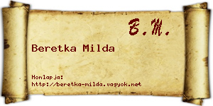 Beretka Milda névjegykártya